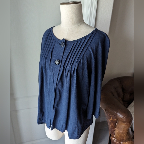 Merona Navy Jersey Knit Cropped Cardigan - Picture 2 of 7